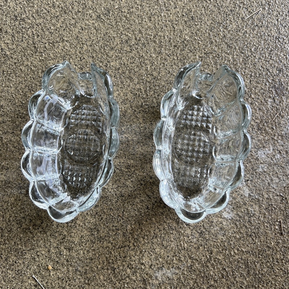 Vintage Princess House Crystal Spoon Fork Buffet Silverware Holders Set of 2